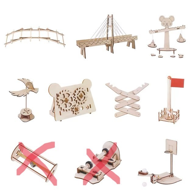 8in1 STEM Toys for Kids Ages 8-12 STEM Kits 3D Wooden Puzzles Bridge Gear Tower