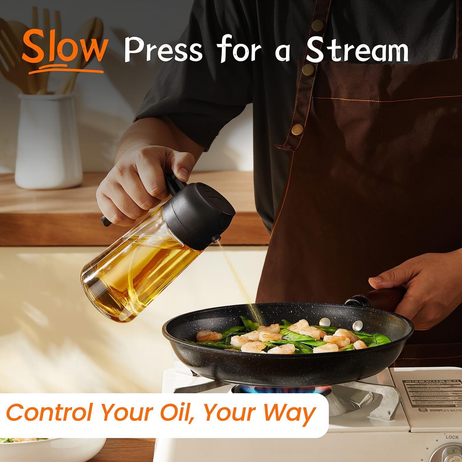 16oz/470ml Glass Olive Oil Sprayer for Cooking,2 in 1 Olive Oil Dispenser,Black