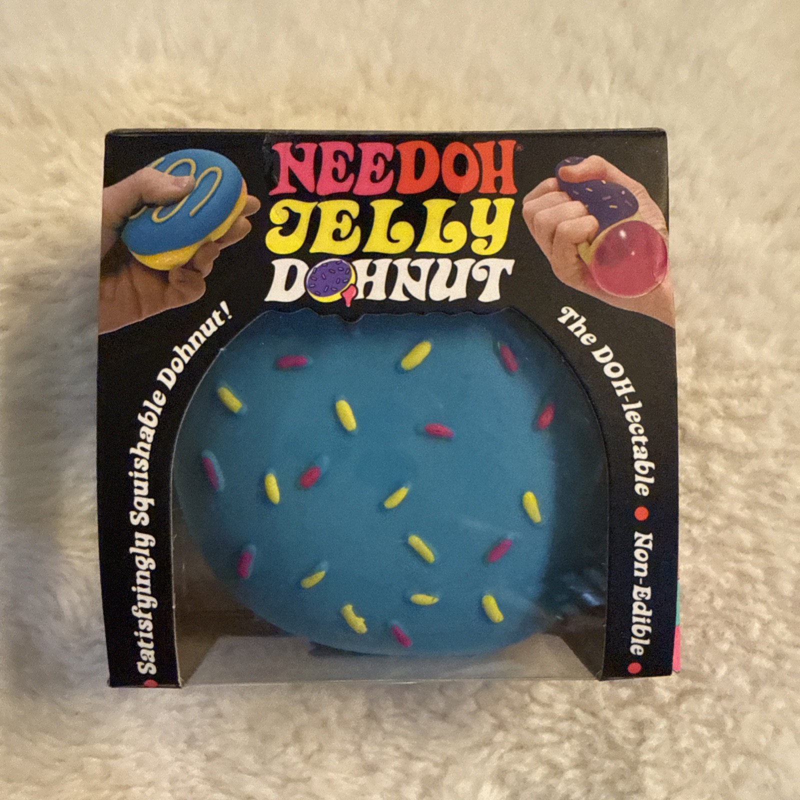 Schylling NeeDoh Jelly Dohnut / Donut, Blue, Pink Yellow Sprinkles (NIB) Rare