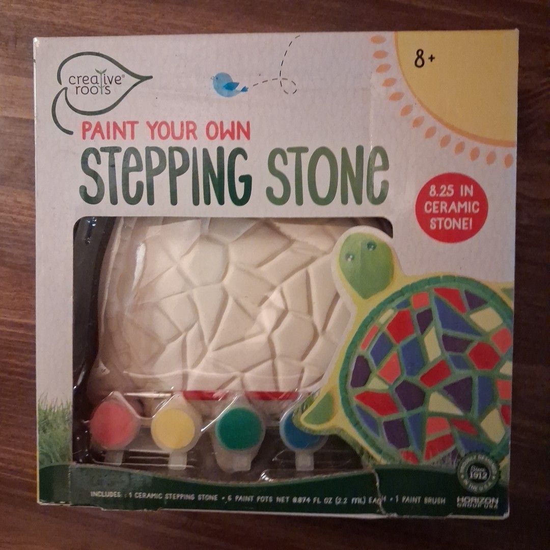 Ready-to-Paint Turtle Stepping Stone for Kids – Complete Art Kit with 6 Paints