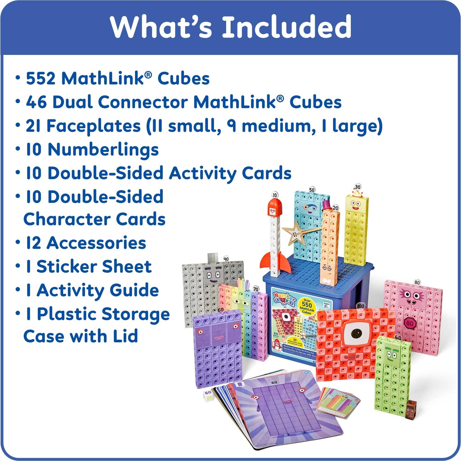 hand2mind Numberblocks Heroes with Zeroes MathLink Red, Blue, Green, Yellow