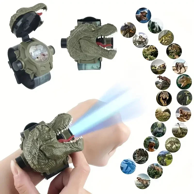1Pc 3D Dinosaur Projection Electronic Watch for Kids – Fun Luminous Toy