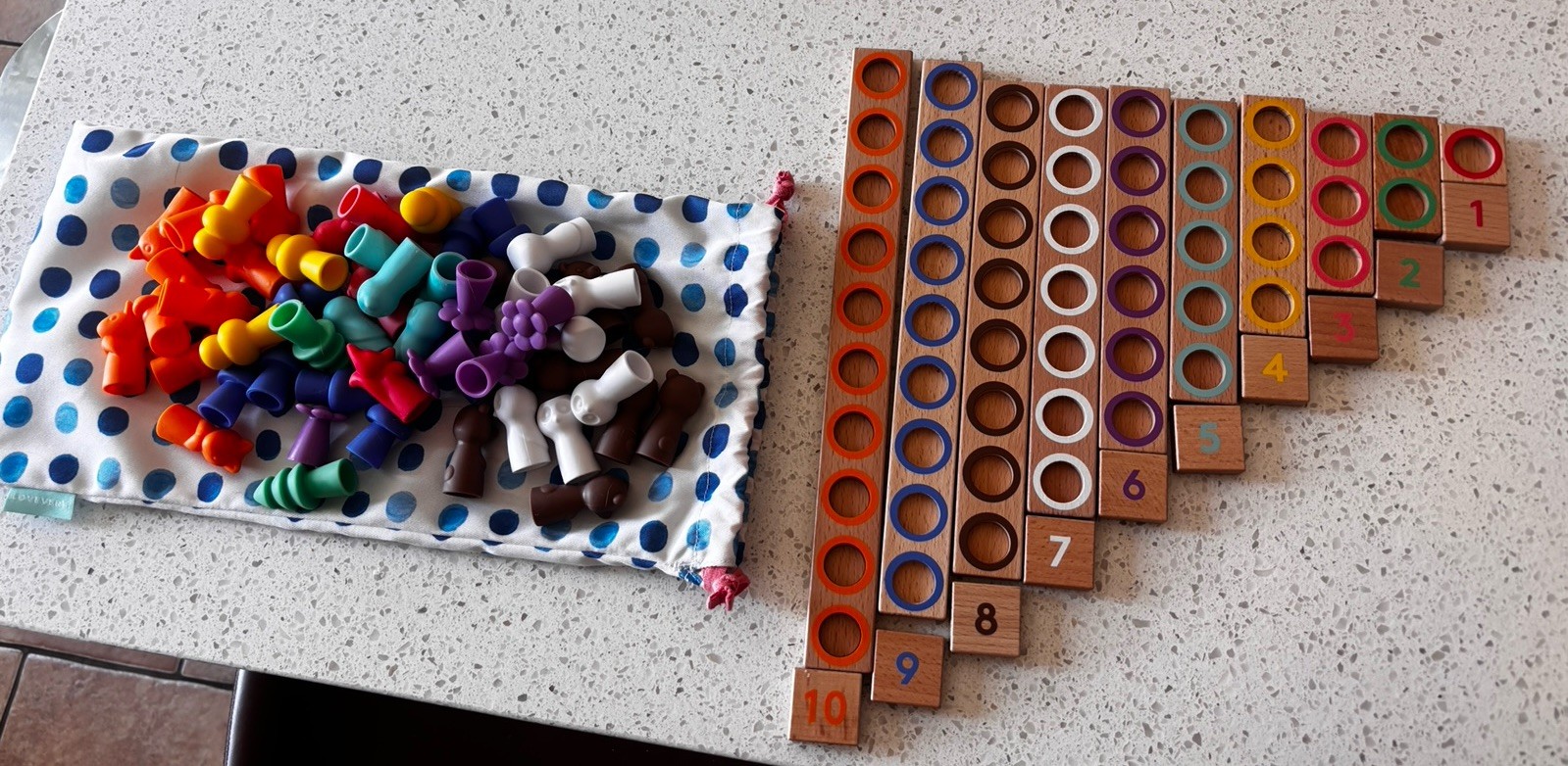 Lovevery Montessori Counting Board Wooden Number Set Complete 1-10