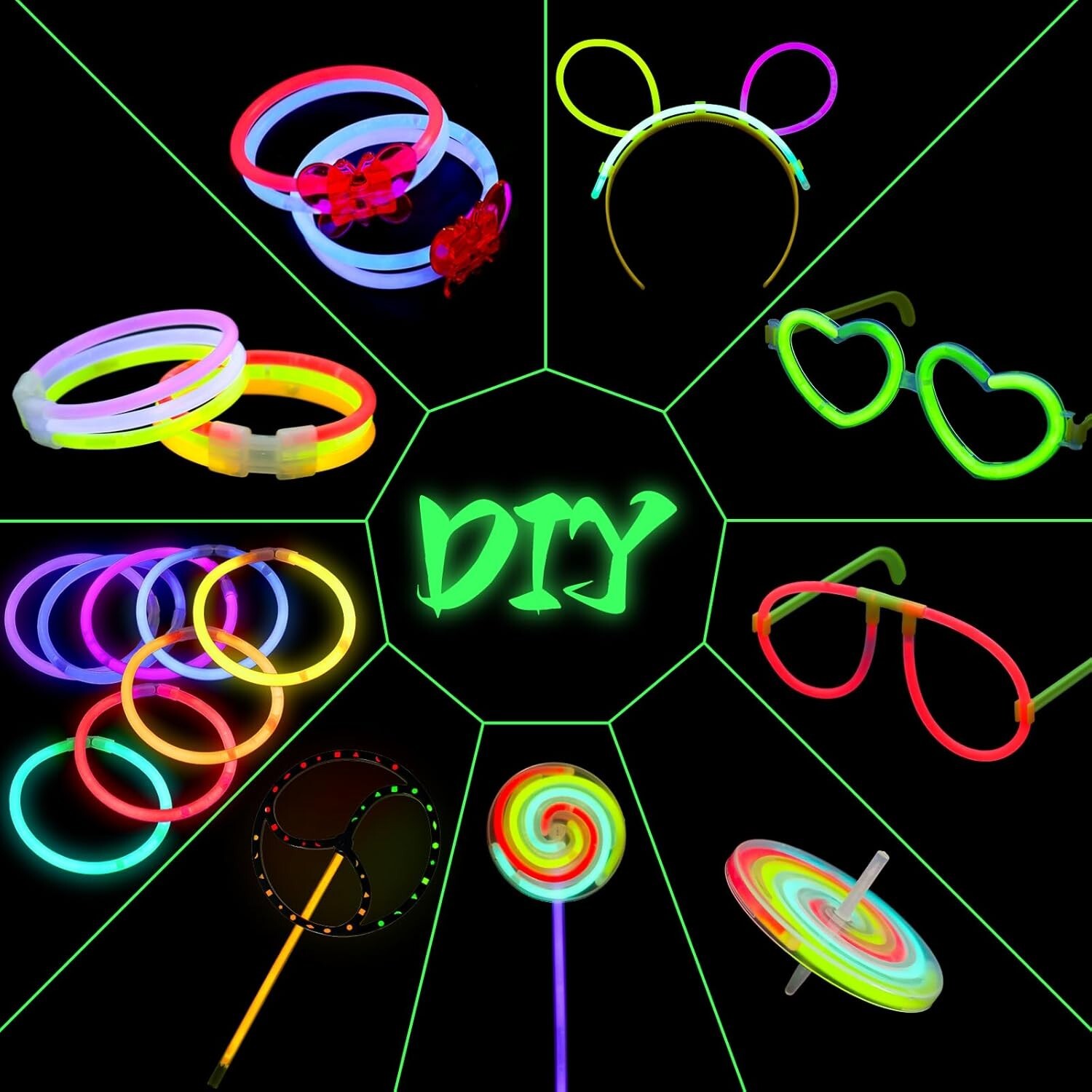 Light Stick Bracelet Chemical Light 8 Colors (50pcs + Various Connectors)