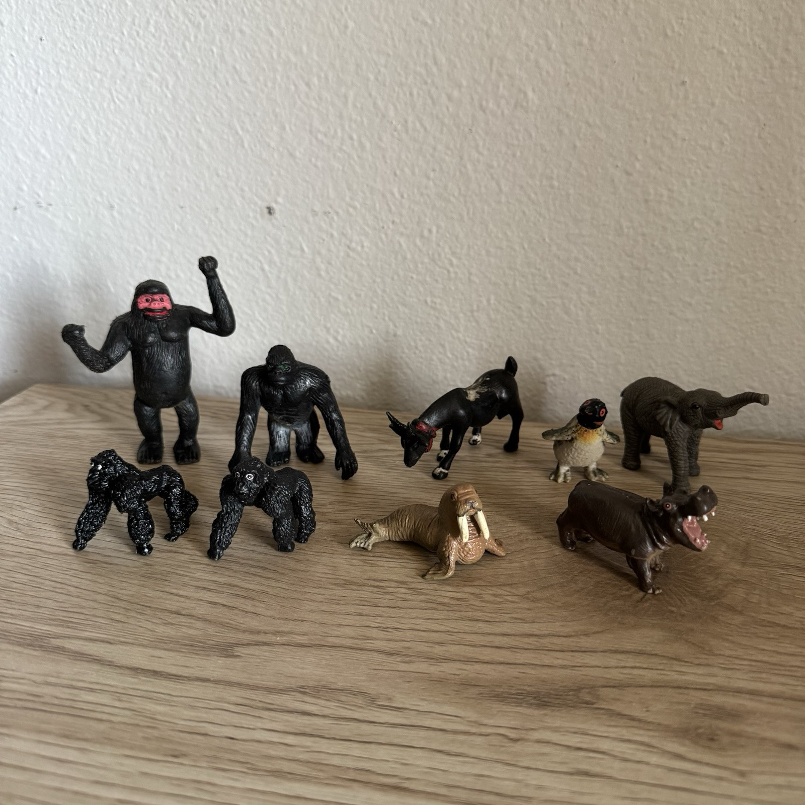 Vintage AAA & Safari PVC Toy Animals Lot Of 9 Gorillas Walrus Elephant Goat