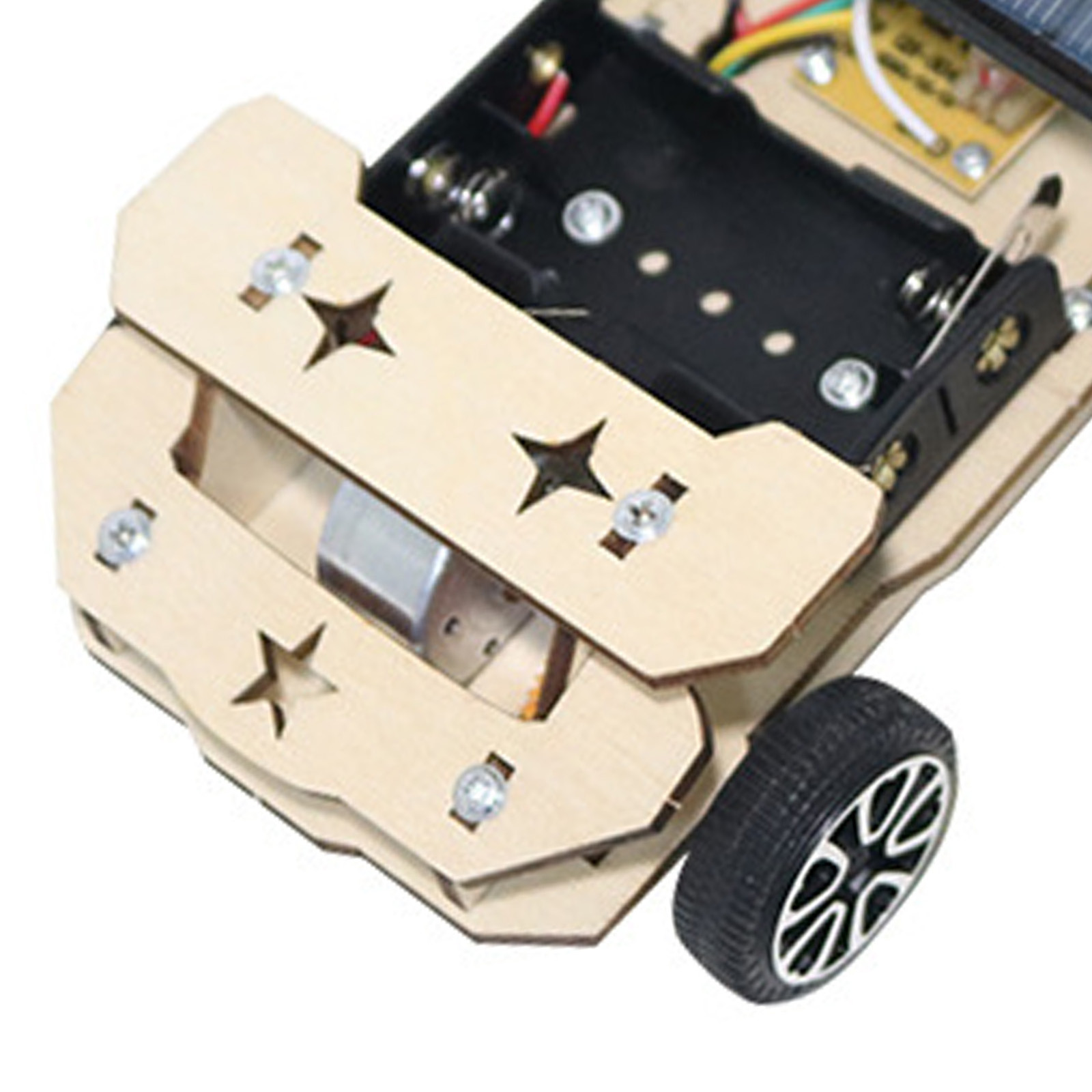 Solar Wireless Remote Control Car Model Composite Wood Electric Motor Building