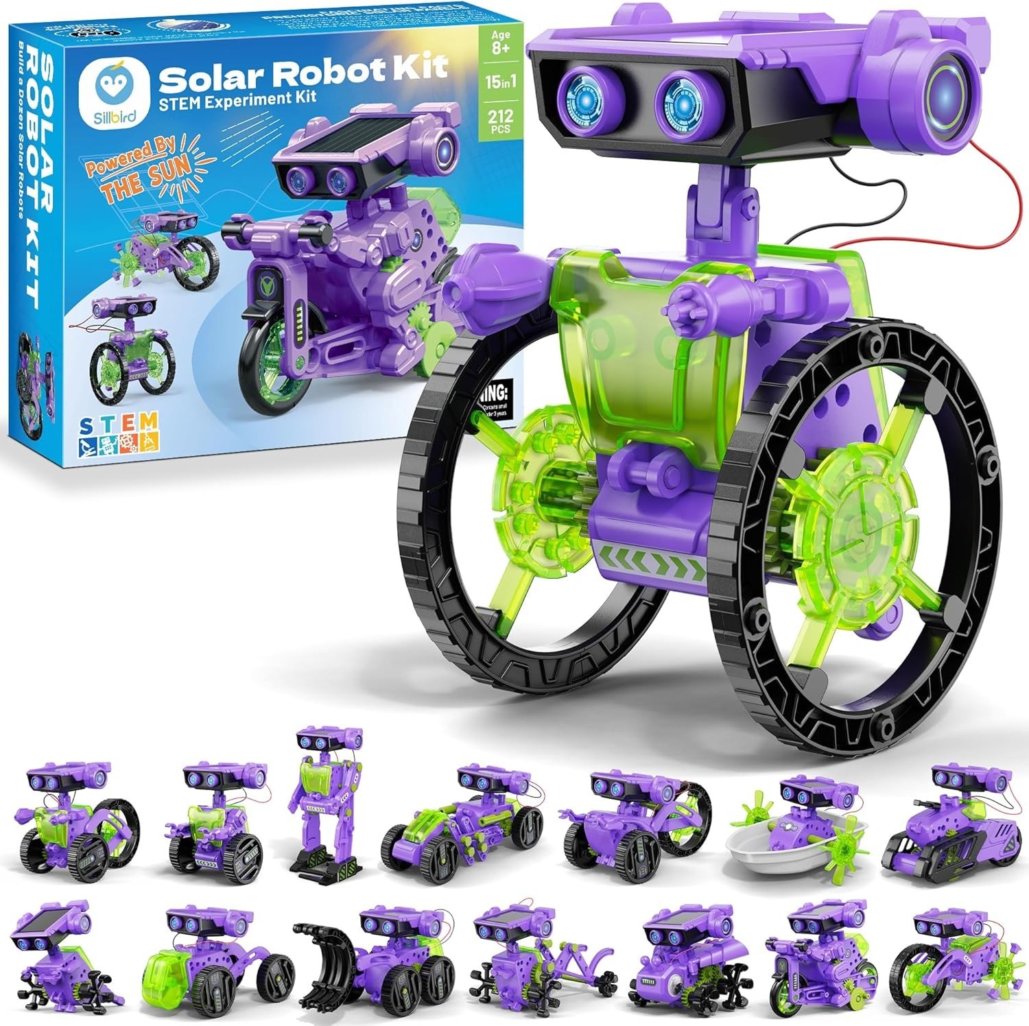 Solar Building Robot Kit STEM Gift for Boys Aged 8-12, DIY 15-in-1 Science Ed…