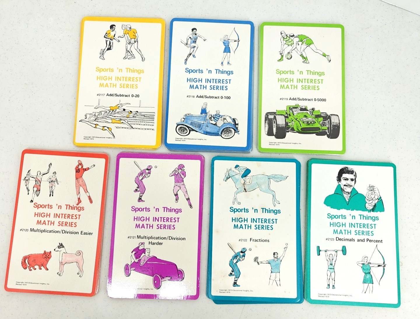VTG 1974 Sports ‘n Things High Interest Math Series Game Flash Cards Home School