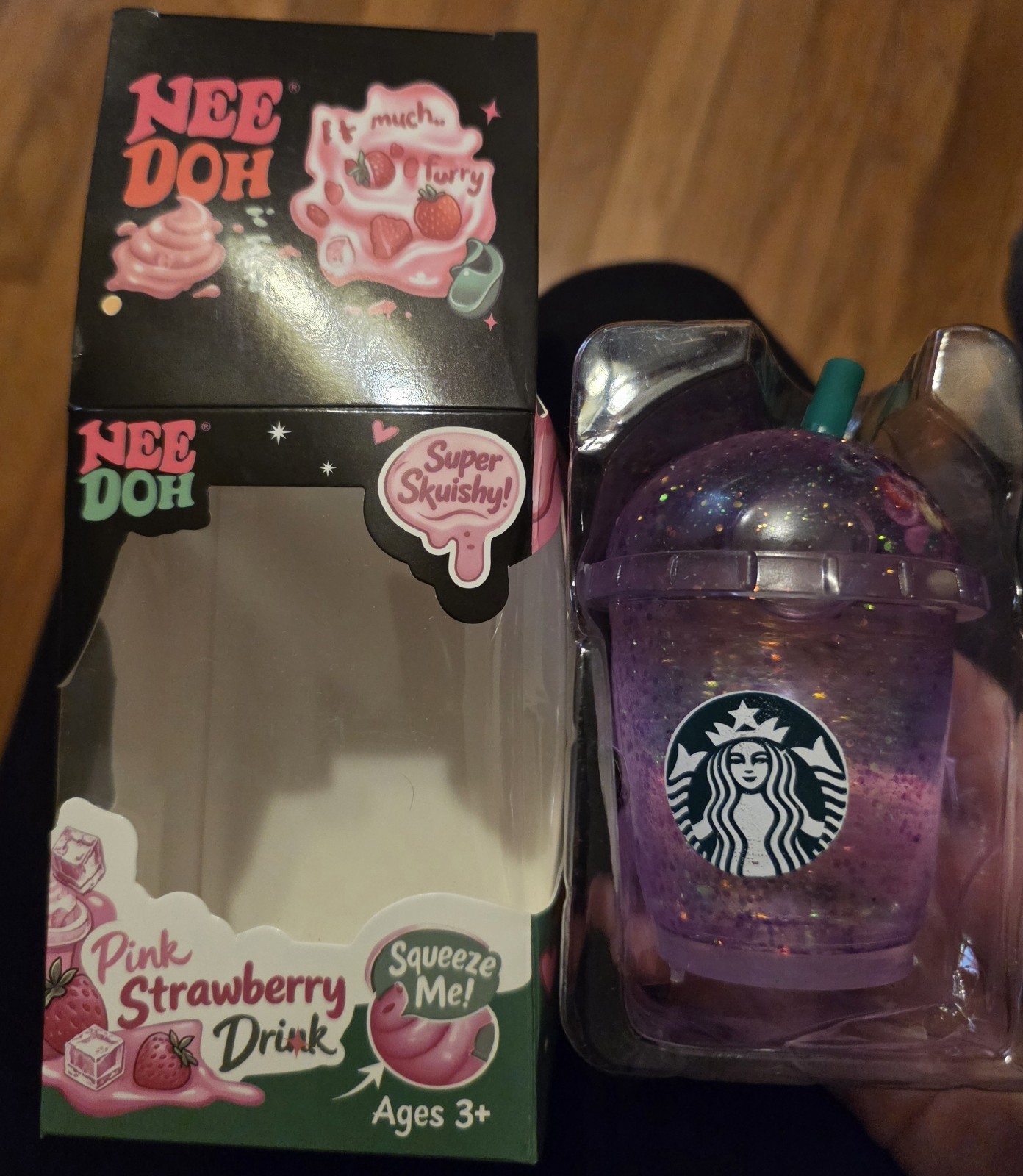 Purple Starbucks Strawberry Pink Drink Sugar Filled Squishy Toy, New In box