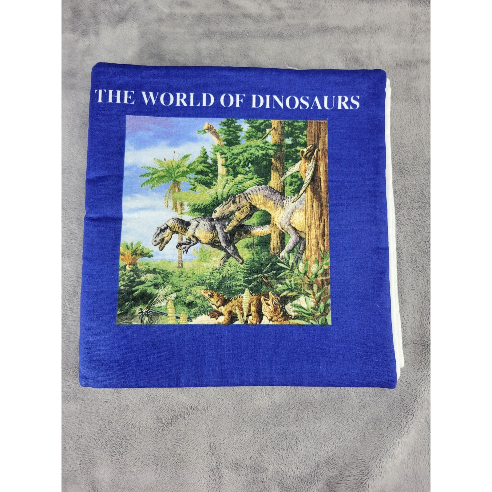 Vintage VIP by Cranston The World of Dinosaurs USPS Fabric Soft Book Blue