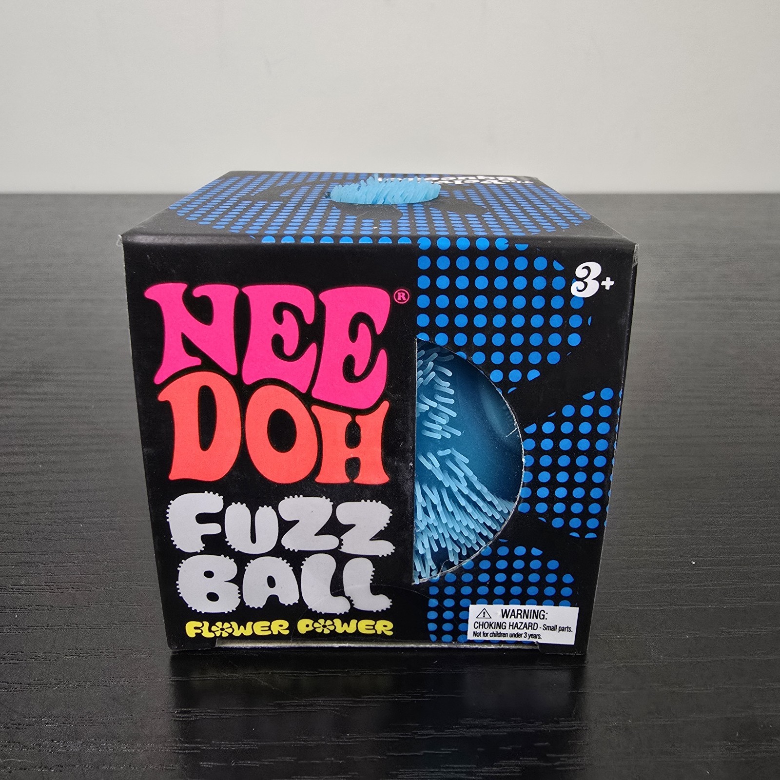 Schylling NeeDoh Fuzz Ball Flower Power Squishy Stress Ball – Blue – New