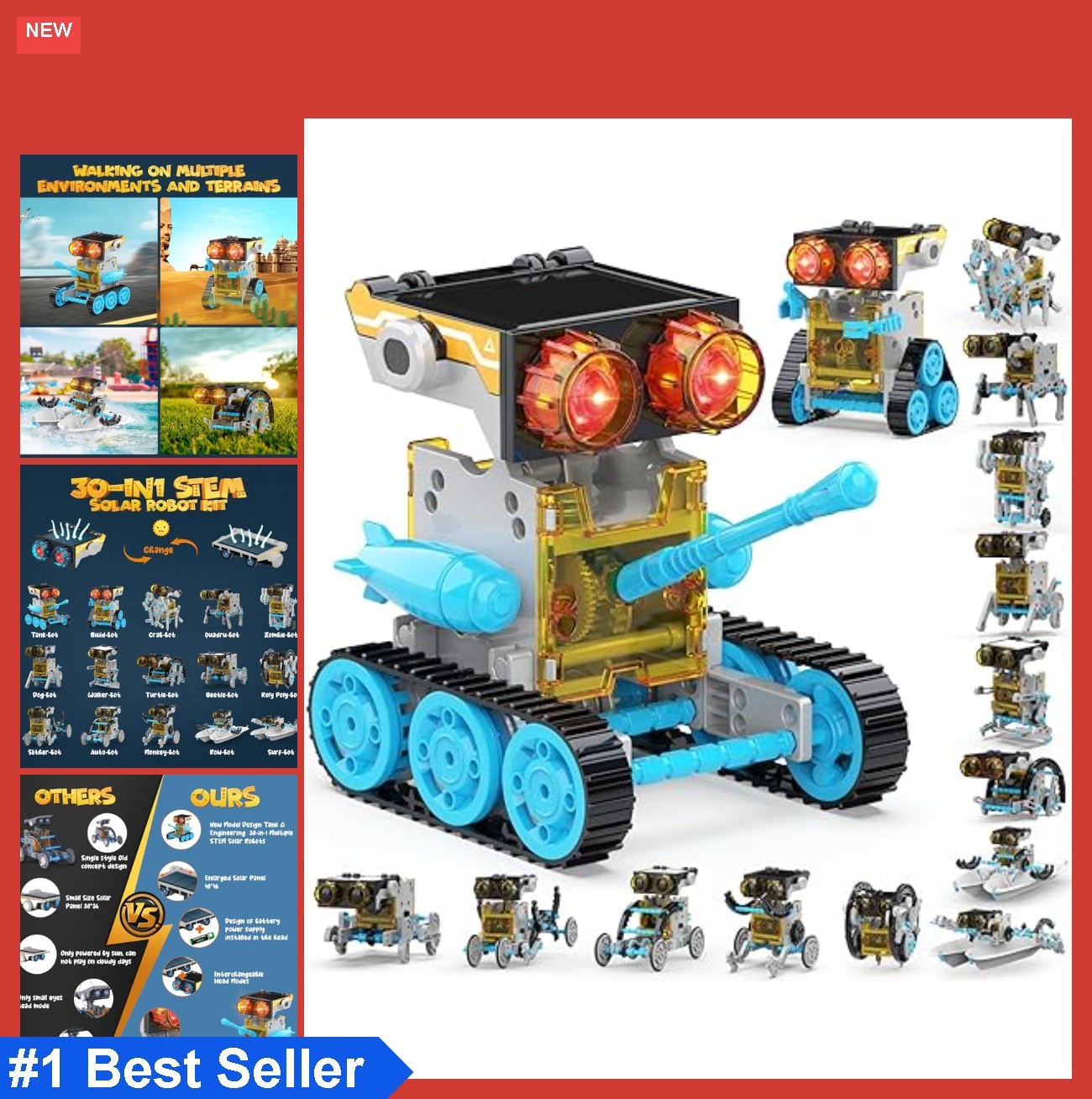 Solar Robot Kit 30-in-1 243 Pieces STEM Building Set for Kids Ages 8-12
