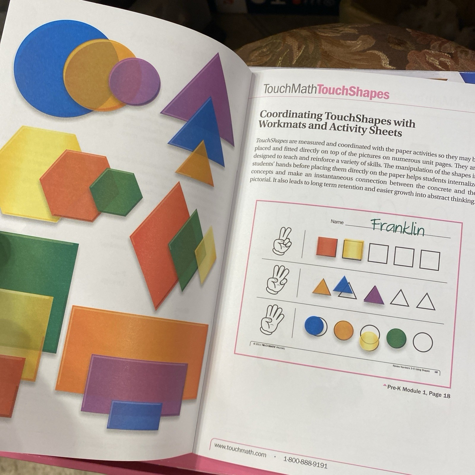 Touch Math Shapes Kit 106 Geometric Pieces+Manual Boxed Kit TM 1160