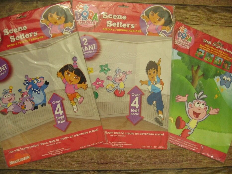 VTG Dora Explorer Scene Setters Friends Add On Lot Diego & Wall Impressions NOS