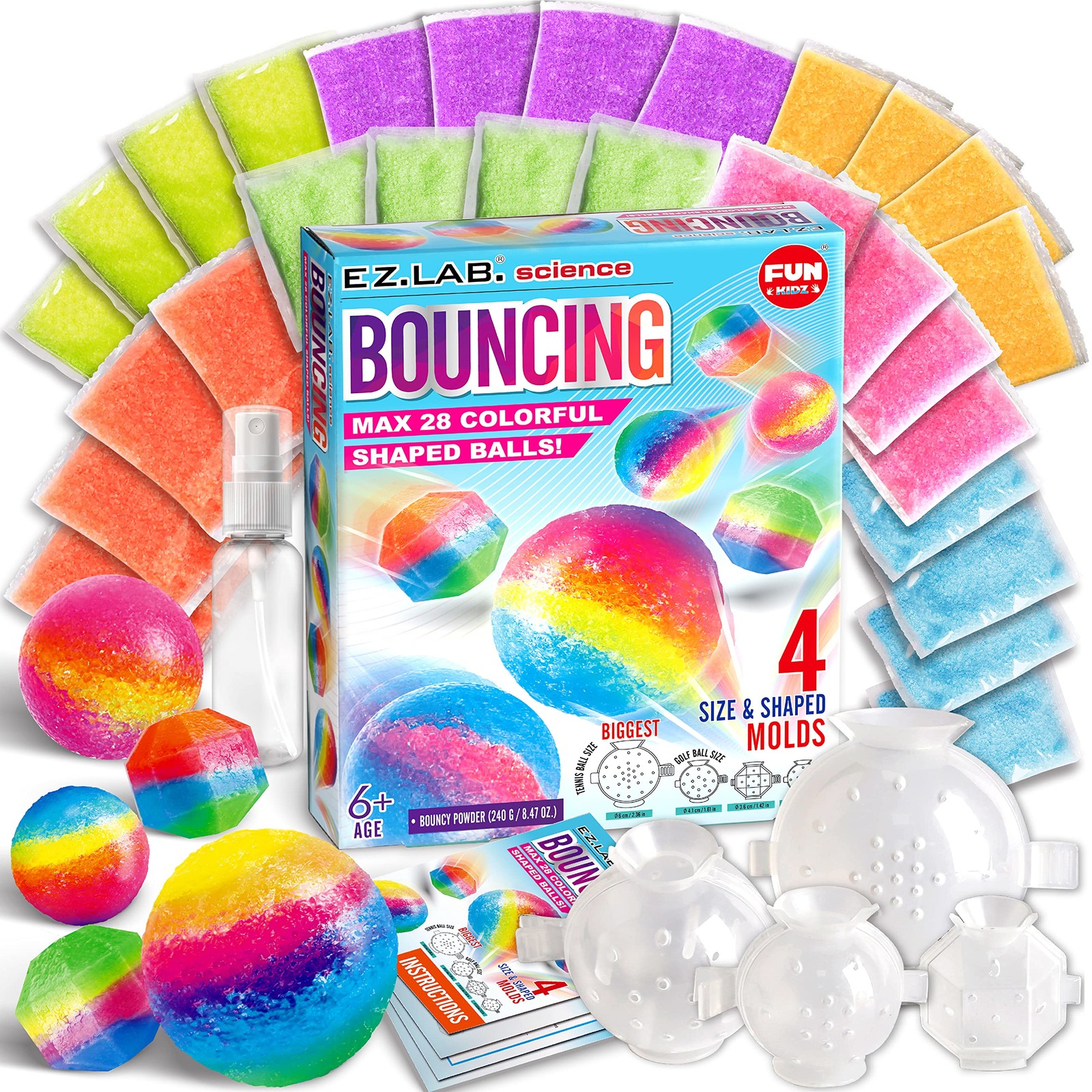 Big Bouncy Ball Kit for Kids, FunKidz DIY Ultimate Magic Bouncy Balls Making …