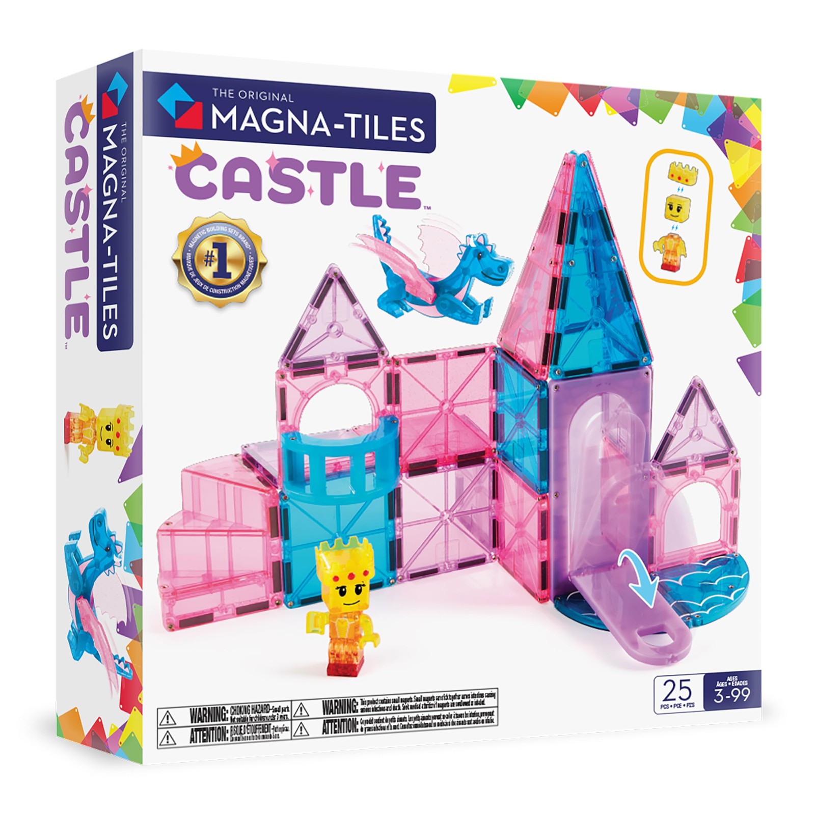 MAGNA-TILES Castle 25-Piece Magnetic Construction Set, Medium, Multi-coloured
