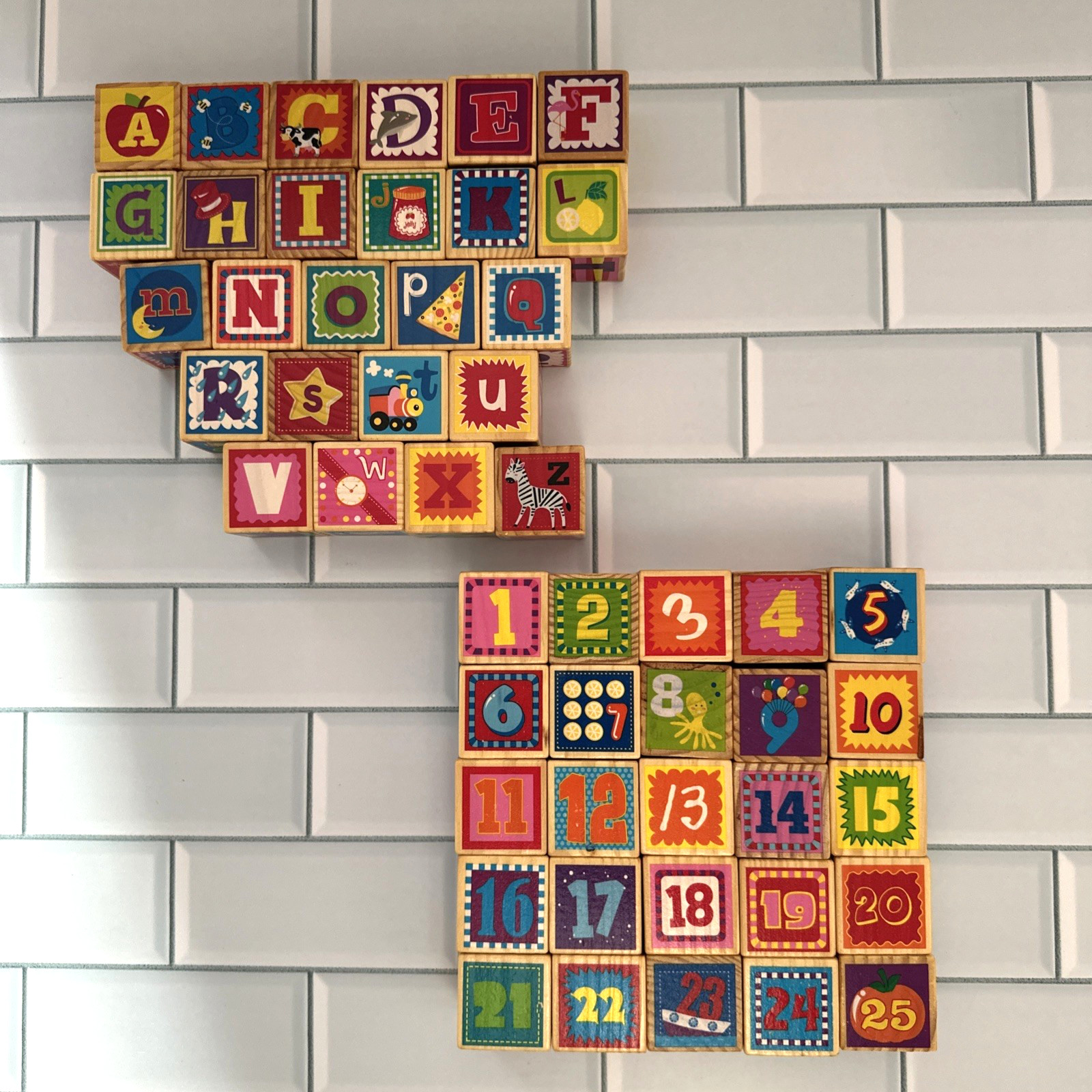 Wooden Alphabet & Number Blocks Lot ABC 1–25 Educational Kids Toy Partial Set