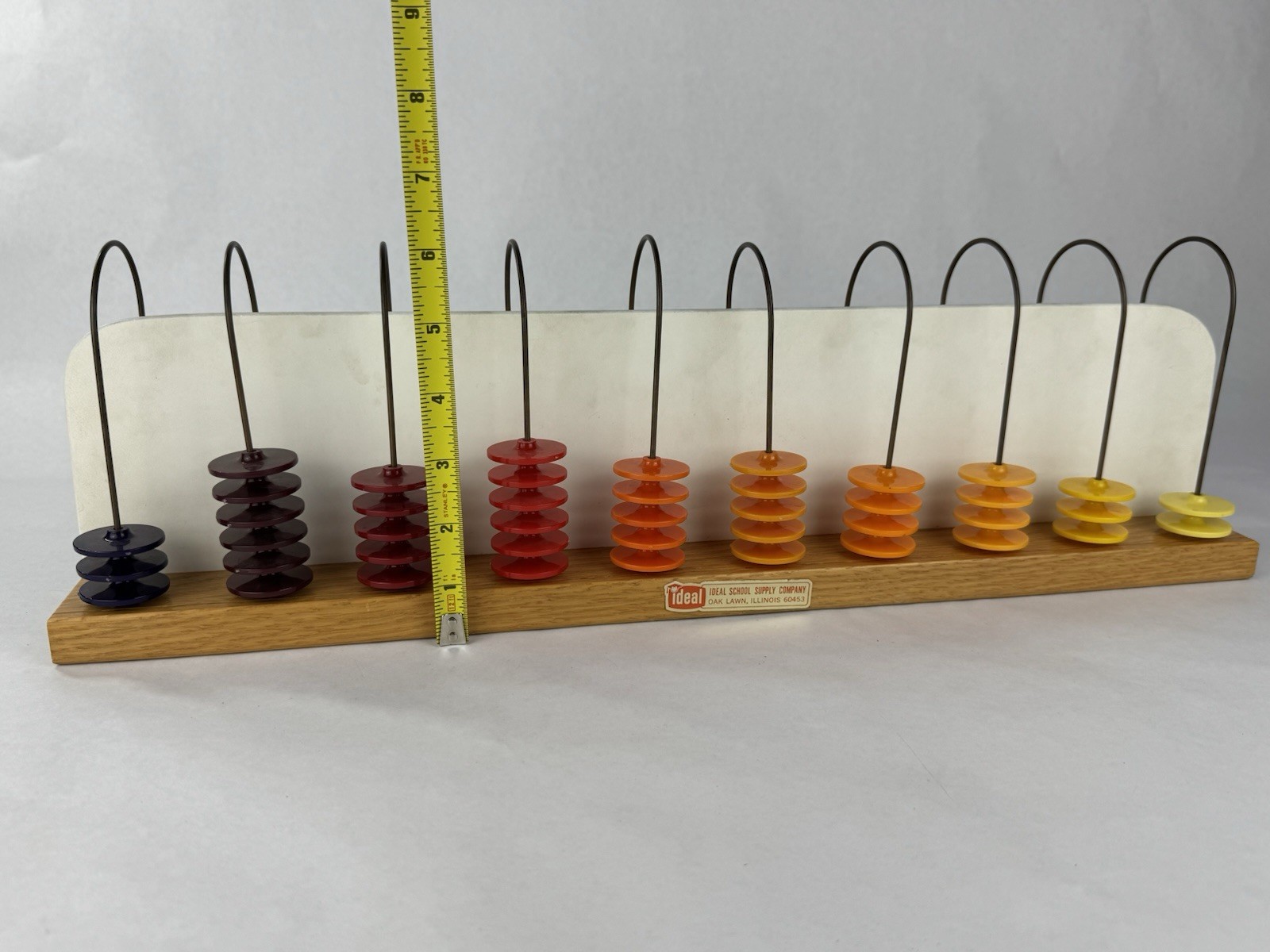 Vintage Ideal School Supply Co MCM Abacus Rainbow 1950’s Montessori Toy Wood 20”