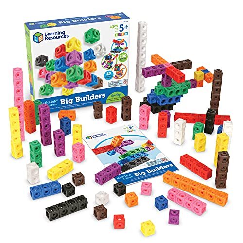 Learning Resources MathLink Cubes Big Builders – Set of 200 Cubes, Ages 5+