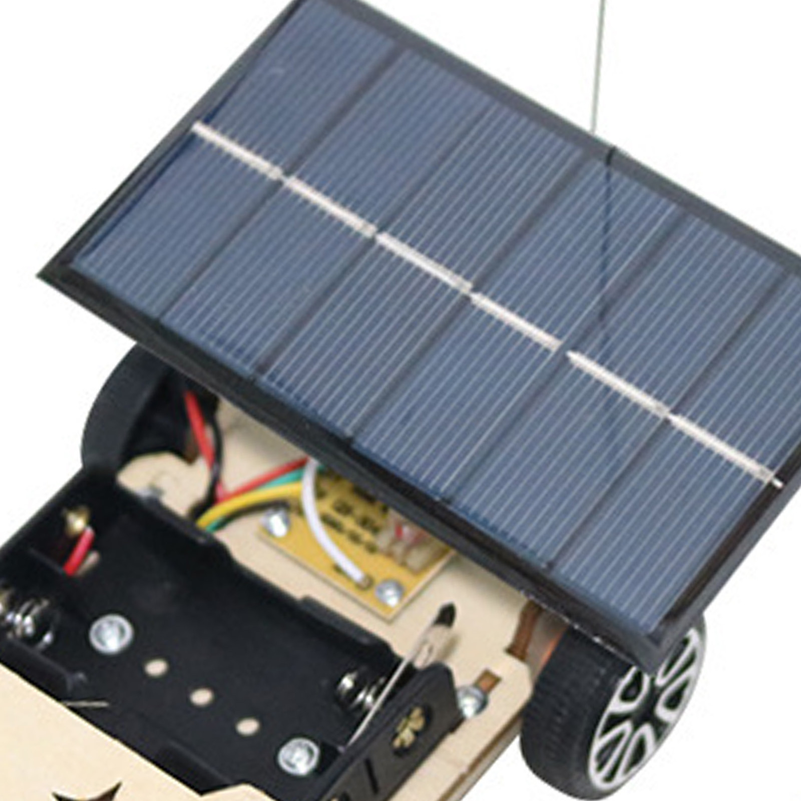 Solar Wireless Remote Control Car Model Composite Wood Electric Motor Building