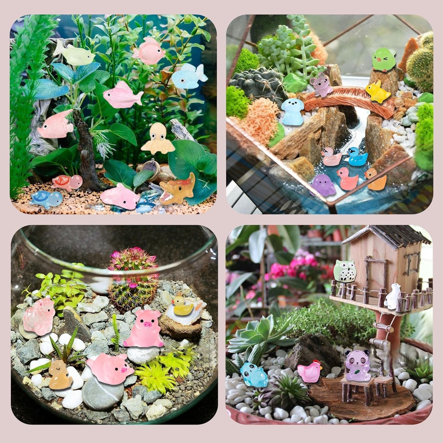 250 Pack Mini Resin Animals, Glow in The Dark Tiny Animals Figures to Hide Lu…