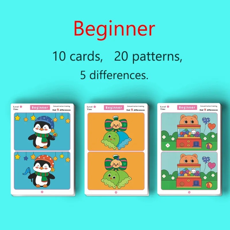 Find the Difference Game Kids Reusable Erasable Puzzle Concentration Toy.