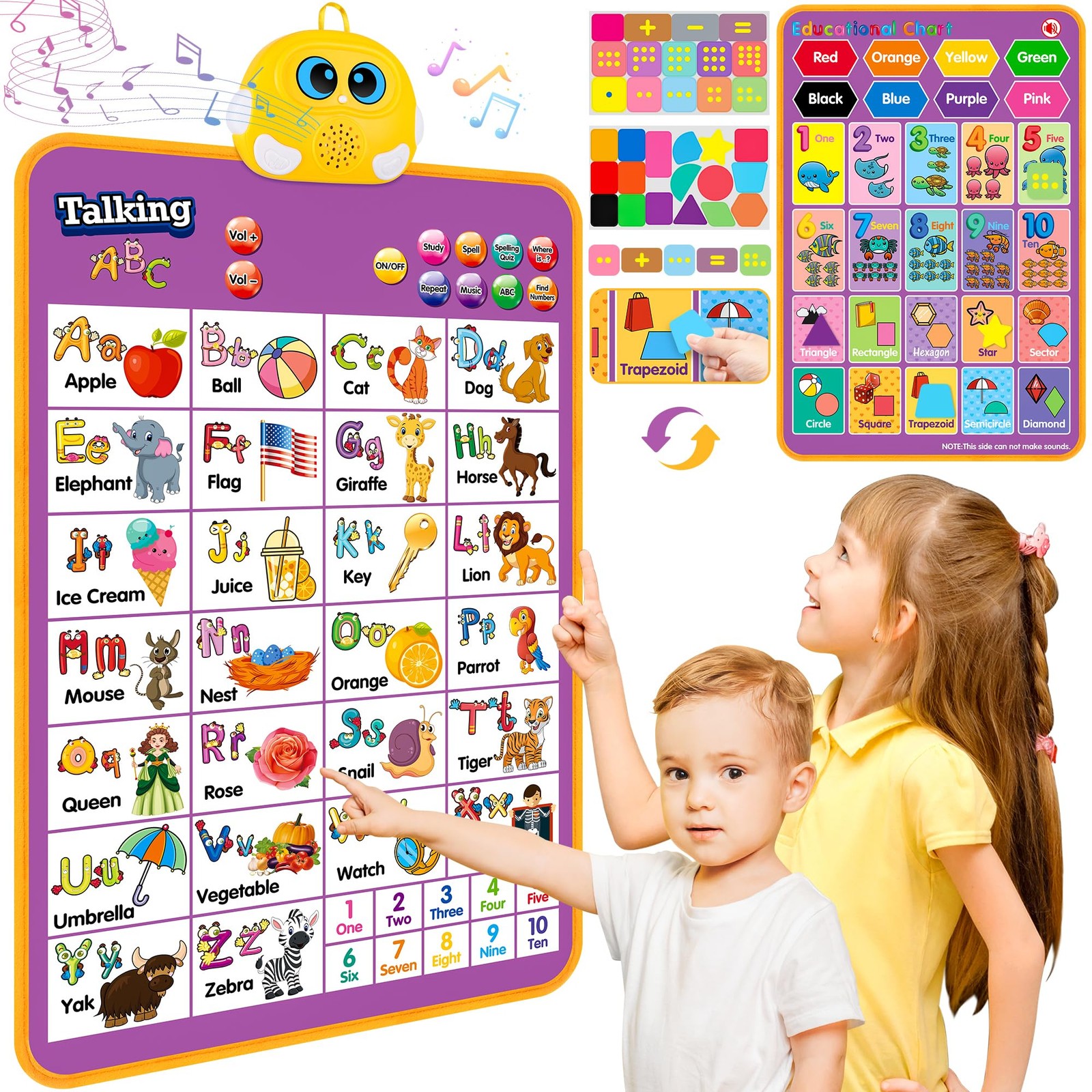 Alphabet Wall Chart, Talking ABC, Music Poster, 16 inches x 24 inches, Purple