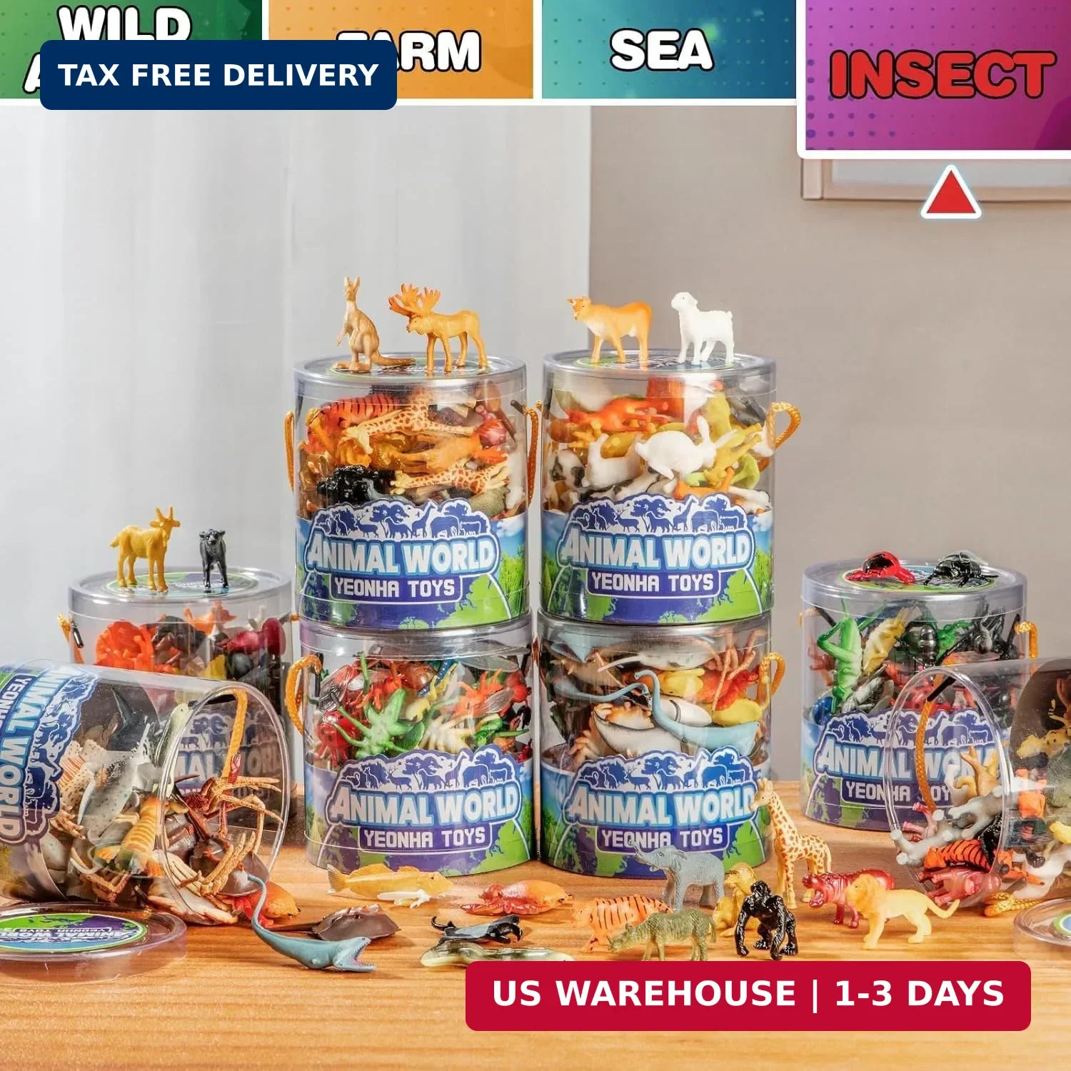60 Piece Mini Insect Toys with Gift Box, Plastic Bug Figure for Kids, Fake Bug