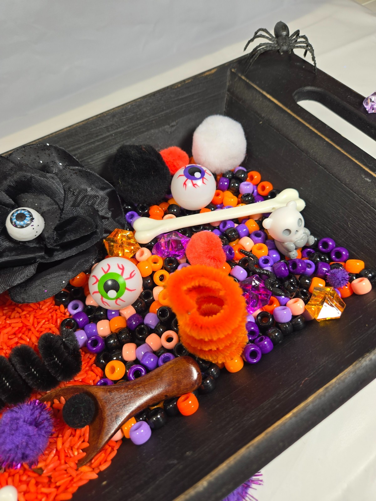 Halloween Sensory Tray Kit Activity Bin Play Rice & Beads Filler Motor Skills