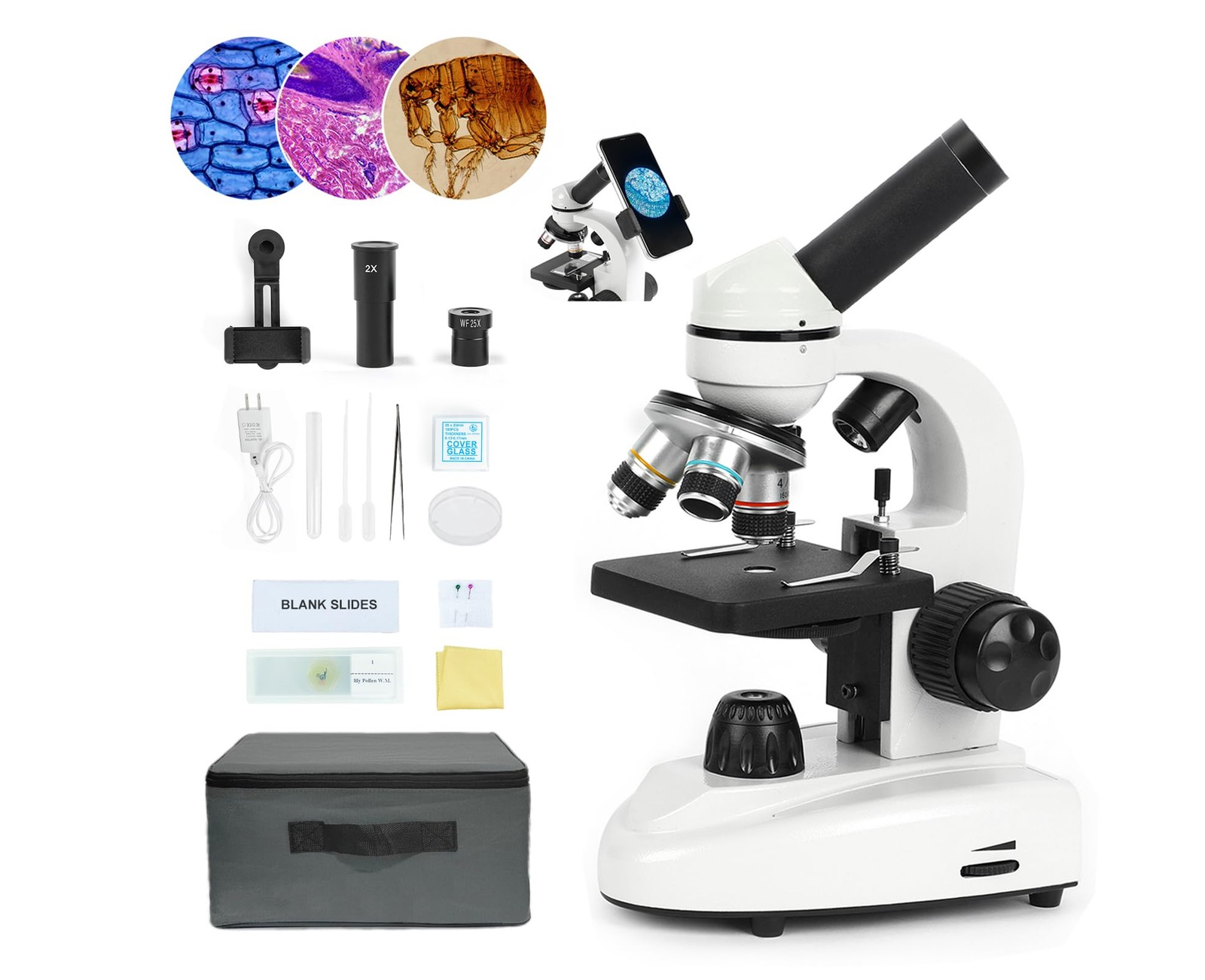 Microscope for Adults Kids Students, 100X-2000X Microscopes, Metal-Body Dual …