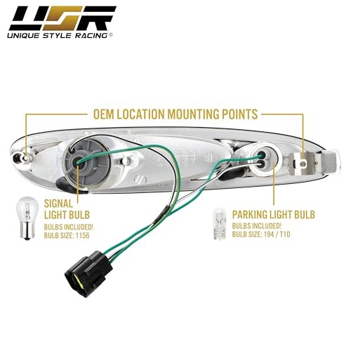 USR 93-95 RX7 Bumper Light – SMOKED Front Turn Signal Lamps (Left + Right)