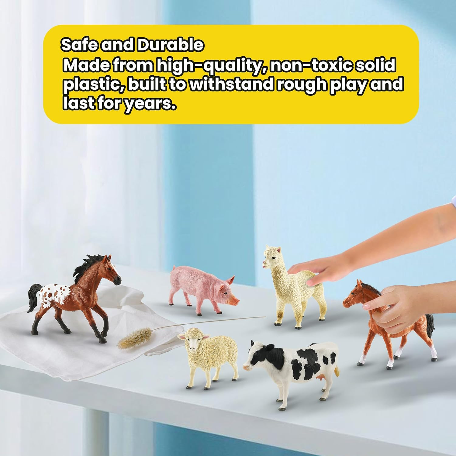 6PCS Farm Animal Toys for Kids 3-5 Realistic Plastic Farm Animal Figurines Educa