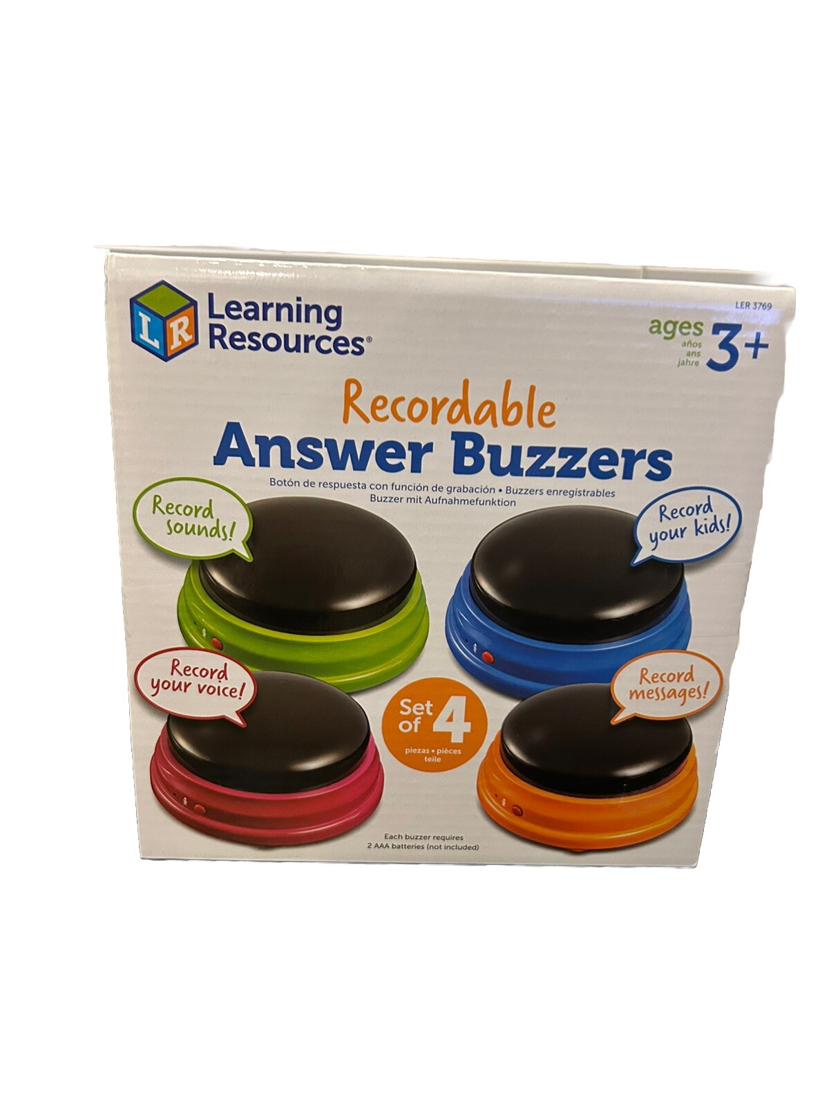 Learning Resources Recordable Answer Buzzers – Set of 4, Ages 3+ | Pre-K
