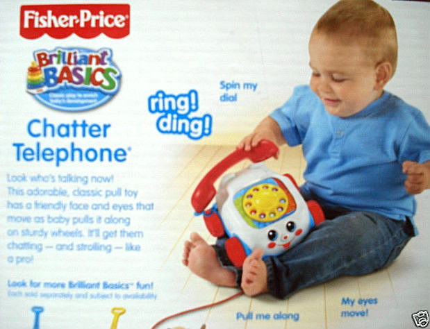FISHER PRICE,BABY & TODDLER CHATTER TELEPHONE,PUSH,PULL TOY,EYES MOVE,WHEELS,NEW