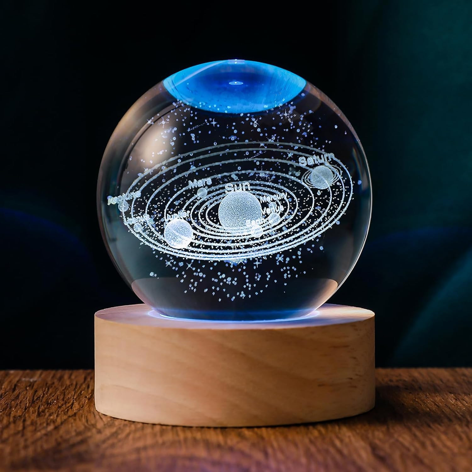 3D Solar System 60Mm Crystal Ball Astronomy Universe Gifts 3D Solar System Plane