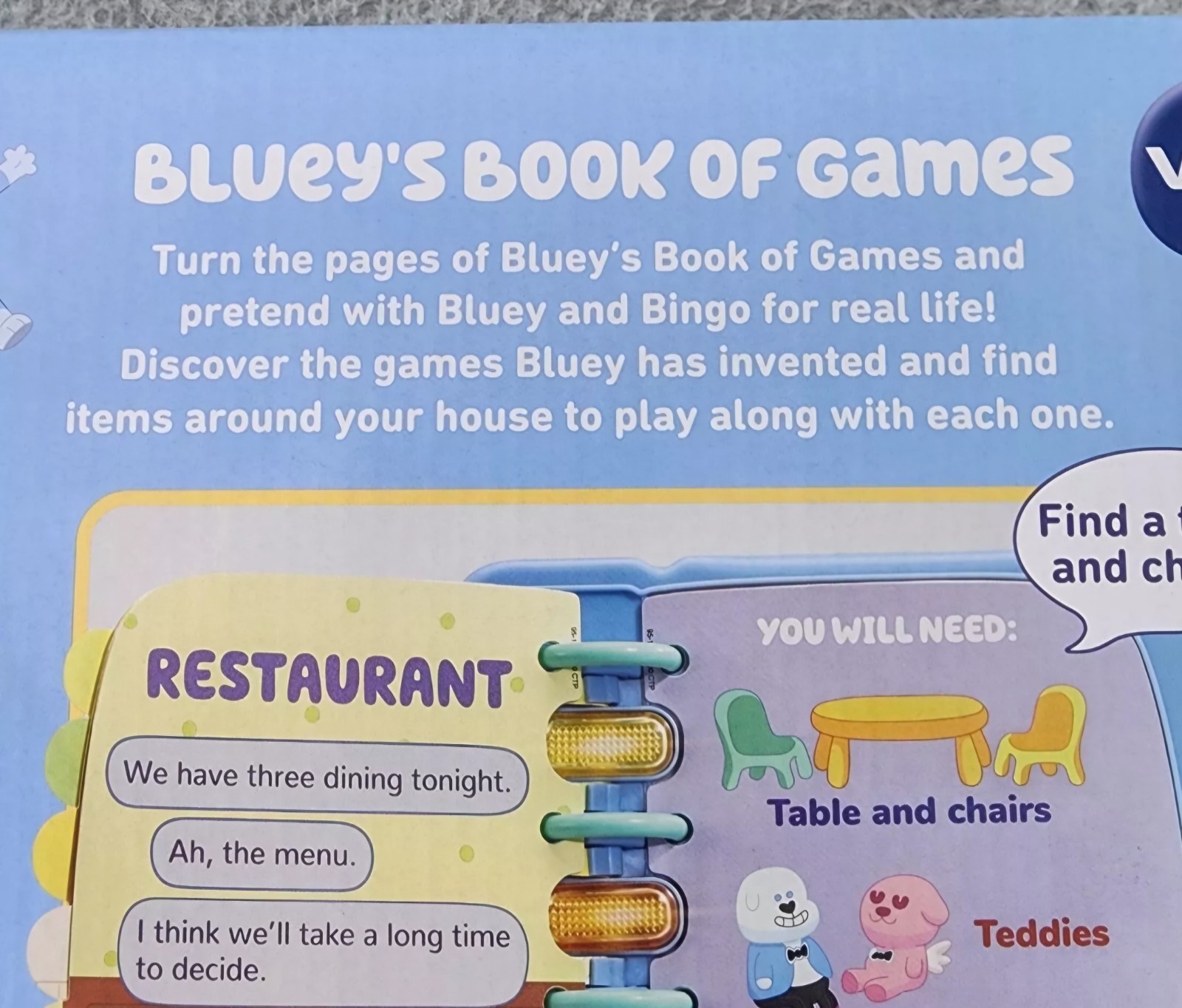 Blueys Book of Games Play Taxi, Hotel, Zoo, Claw Over 400+ Sound & Phrases Vtech
