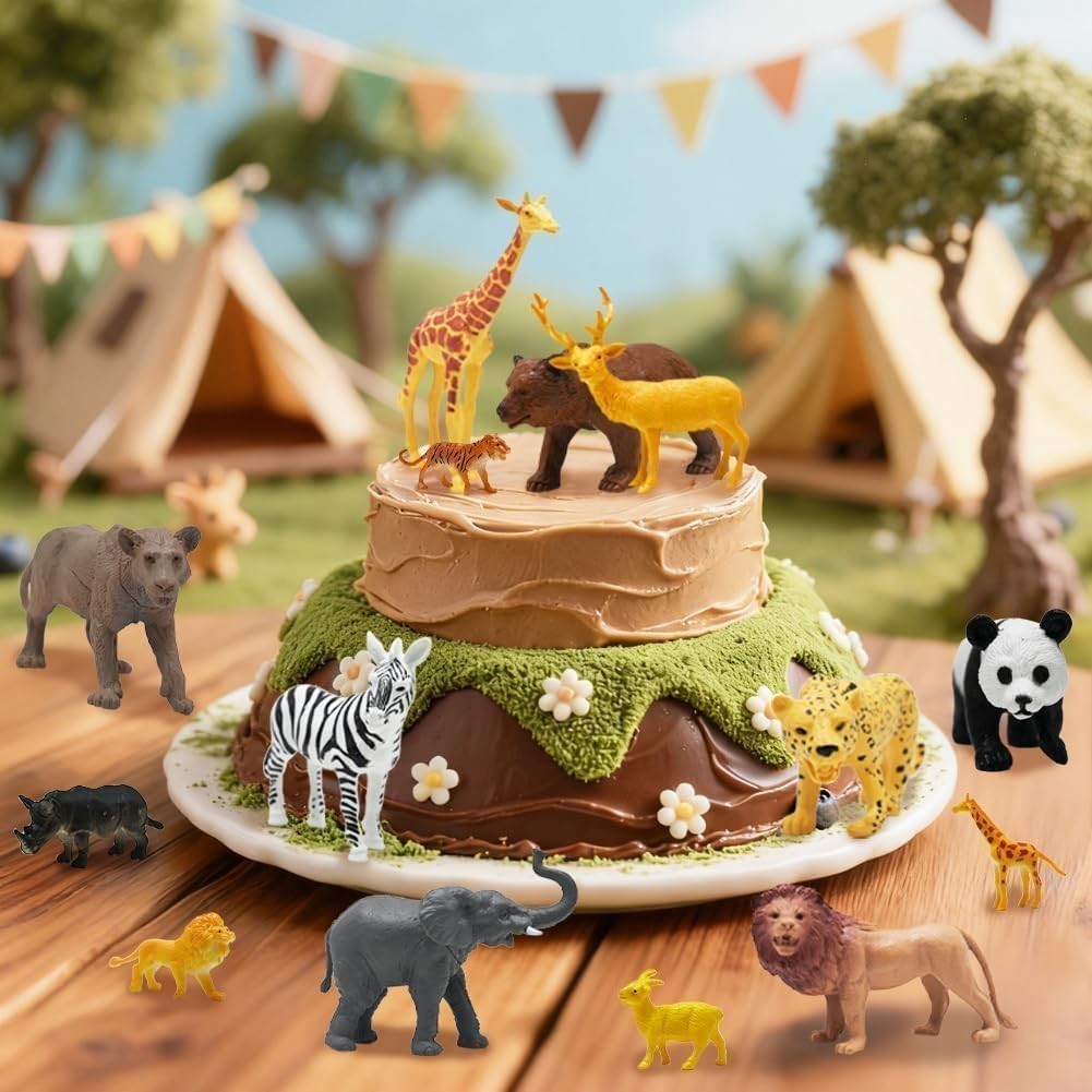 24Pcs Safari & Zoo Animals Figures, Realistic Plastic Animal Toys Set for Kid…
