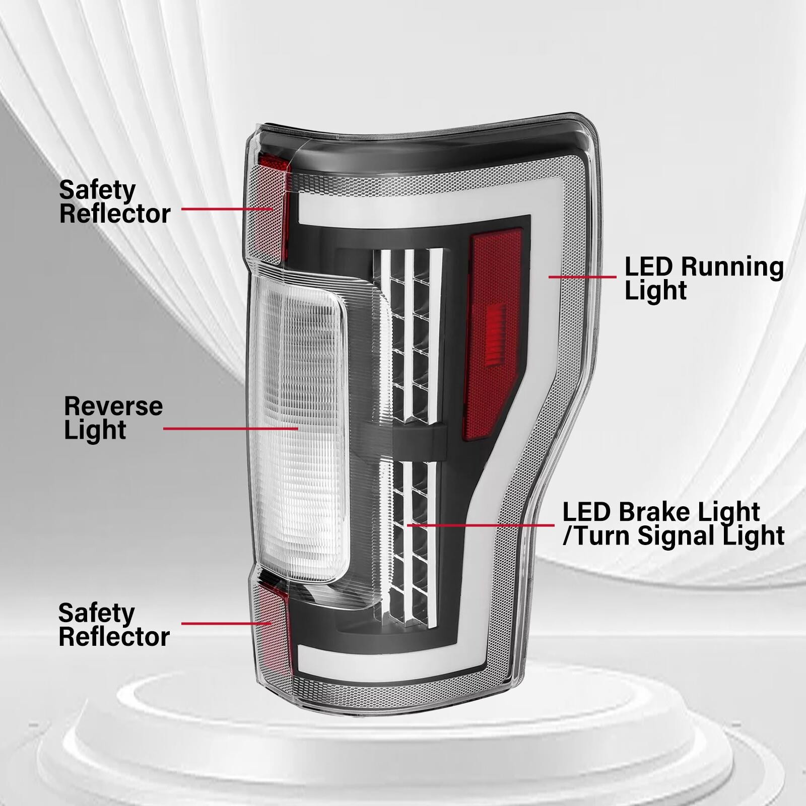 17-19 Ford F250 F350 F450 Sequential LED Tail Lights Black Housing Clear Lens