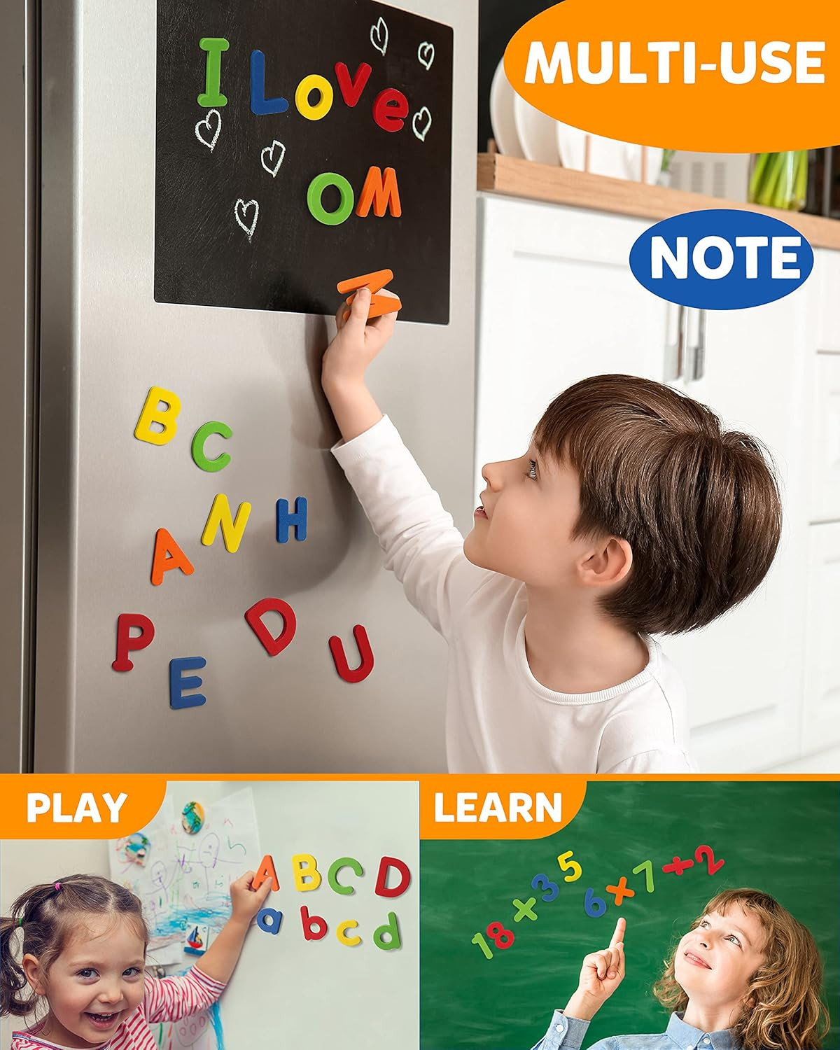EVA Magnetic Letters Numbers 78 Pcs Alphabet ABC 123 Fridge Magnets Colorful Edu