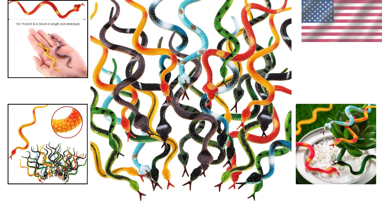 Miniature Fake Snakes – 12-Pack Realistic Prank Props for Parties & Learning