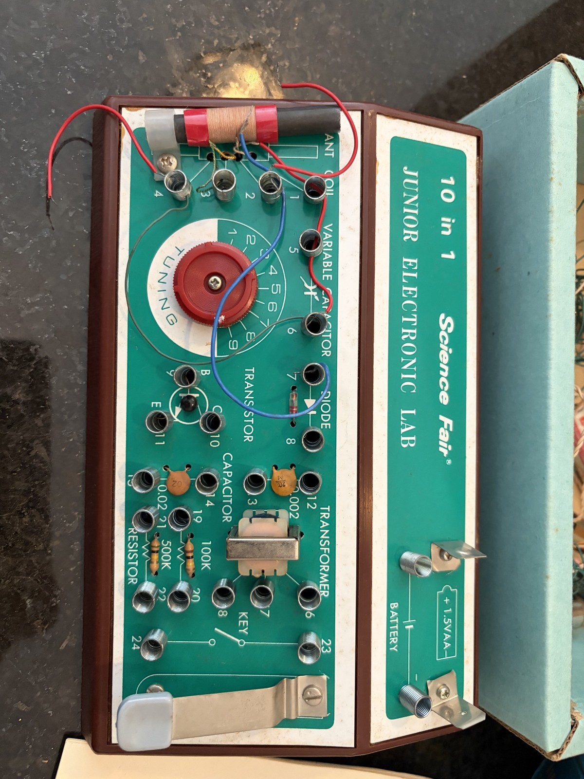 1972 radio shack 10 in 1 Jr. Electronic Lab Kit Untested With Original Box Vtg