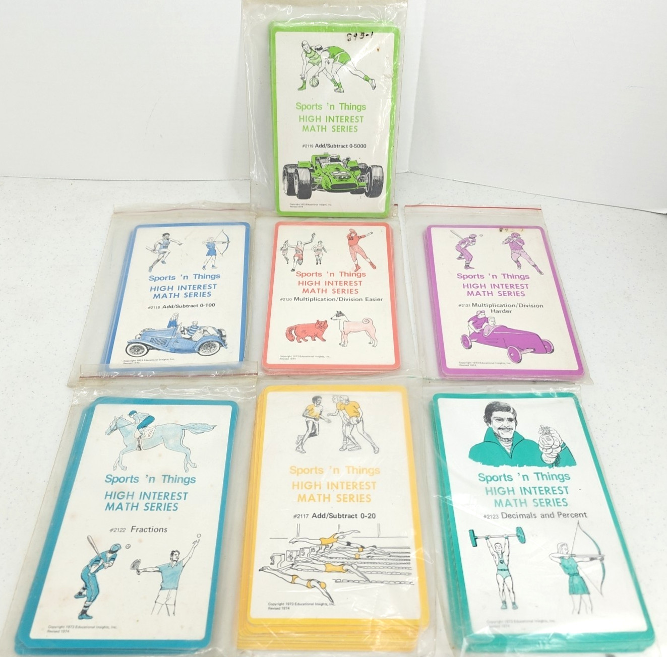 VTG 1974 Sports ‘n Things High Interest Math Series Game Flash Cards Home School