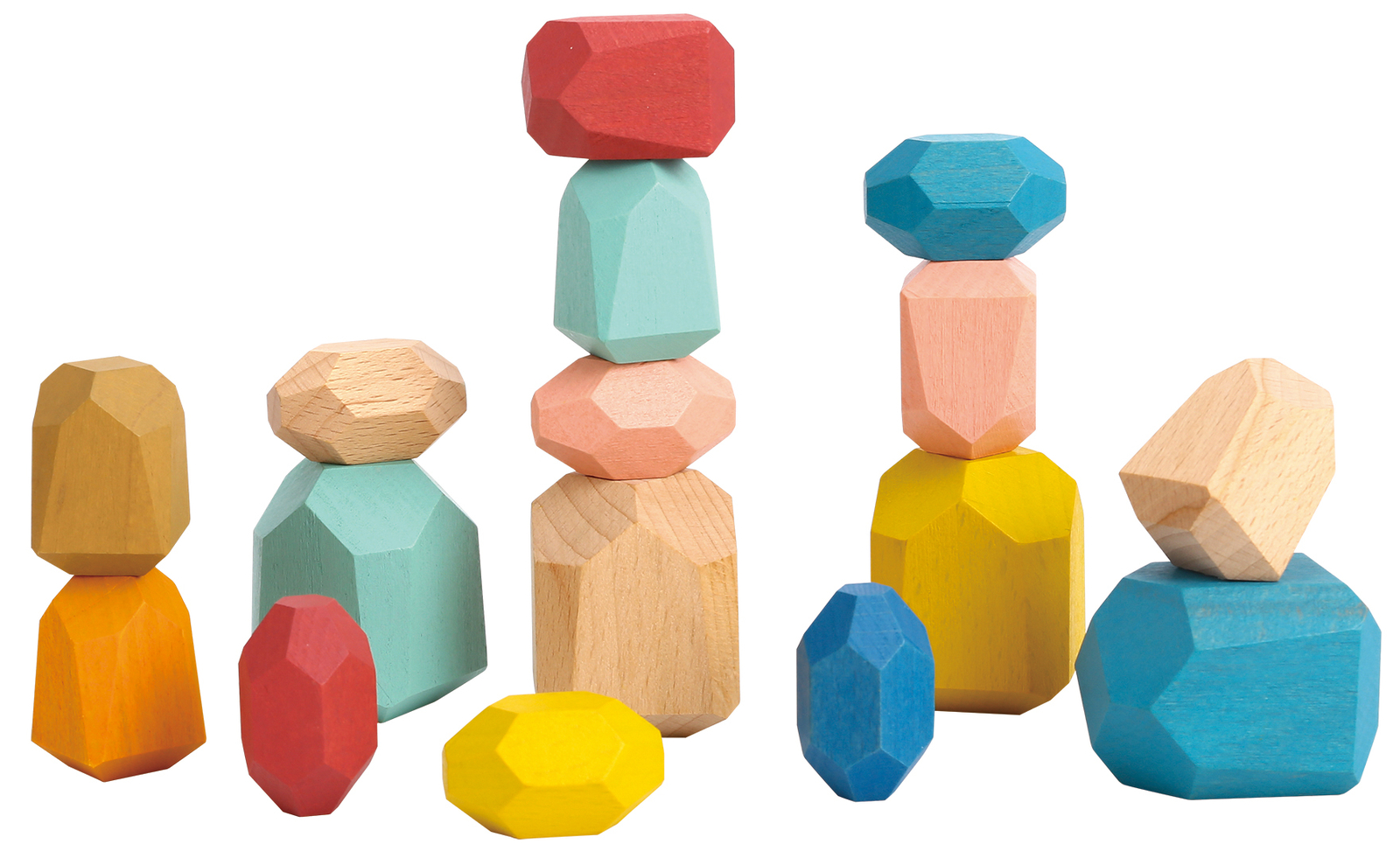 TOOKYLAND Wooden Stacking Stones Toy – 16pcs – Balancing Blocks Set, 3 Years +