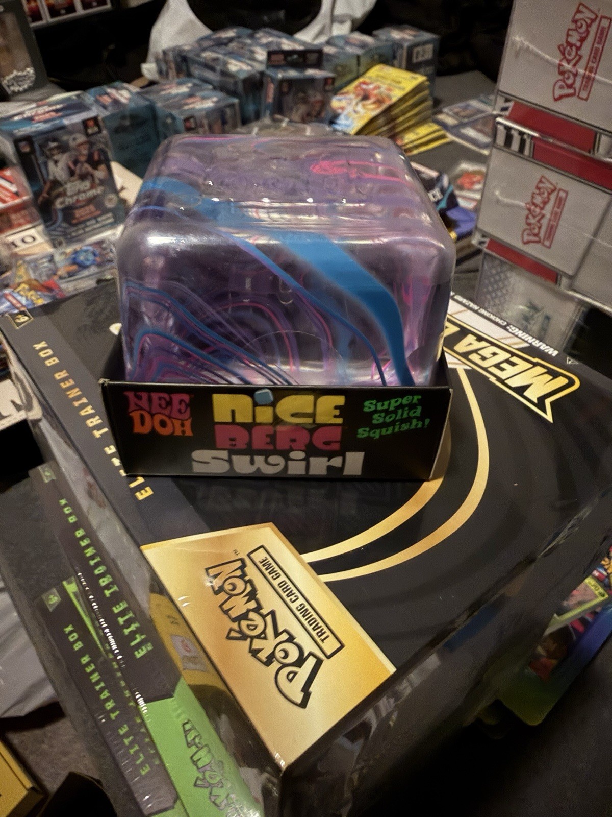 NeeDoh Nice Berg Swirl XL Giant Nee Doh Squishy Swirl Cube Pink Purple & Black