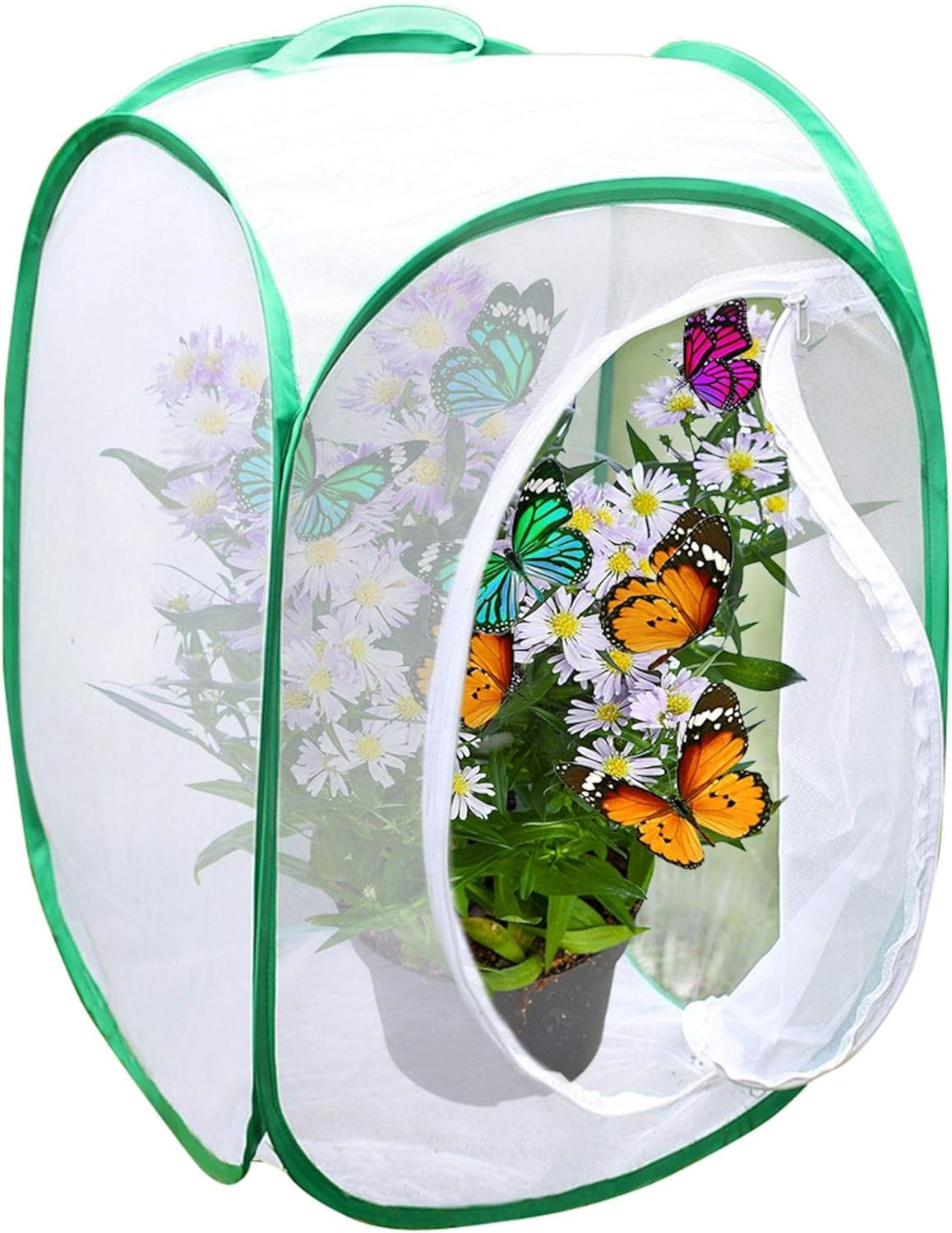 Pop-Up Butterfly Habitat Cage – Mesh Caterpillar Terrarium Enclosure 24-Inch