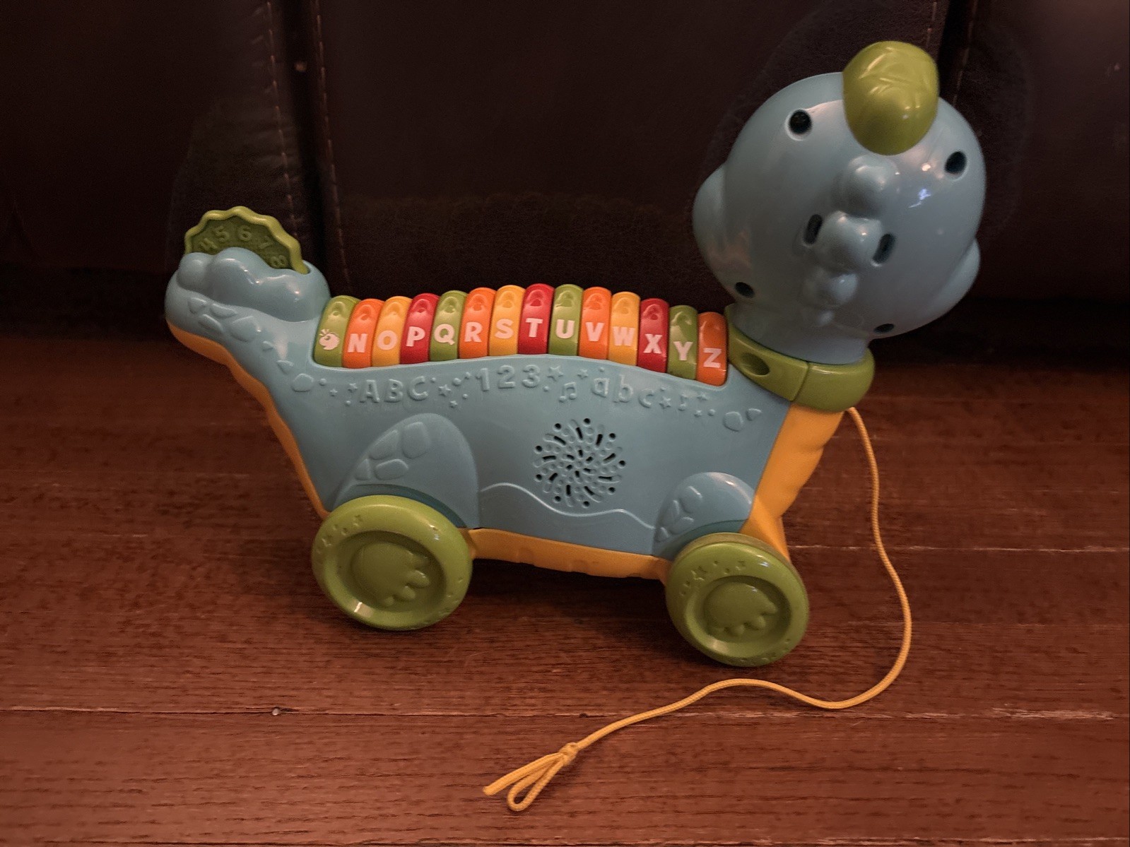 LeapFrog LETTERSAURUS Blue Dinosaur Pull Toy ABCs Colors Music Learning