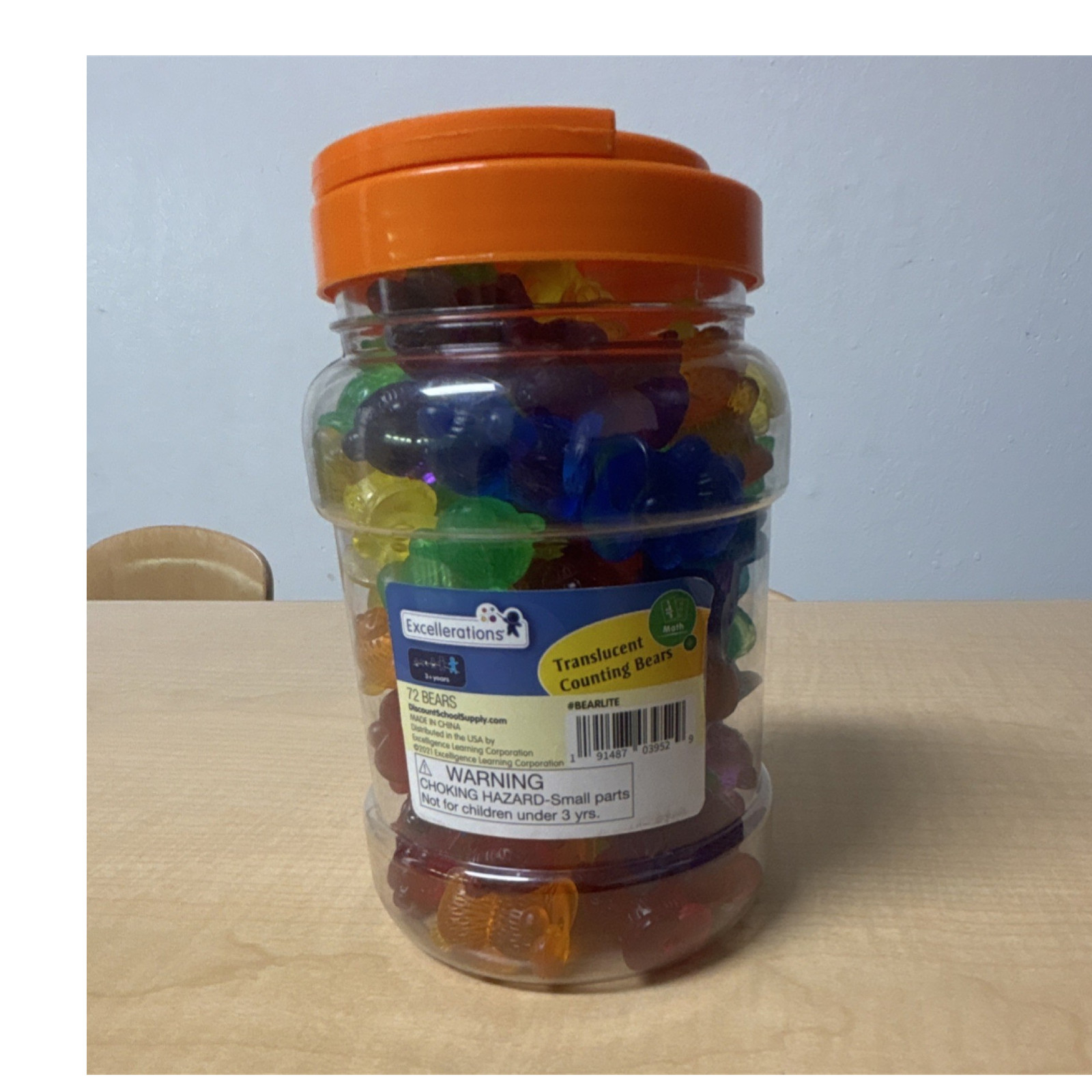 Excellerations Translucent Counting Bears Educational Toy 72 Pieces