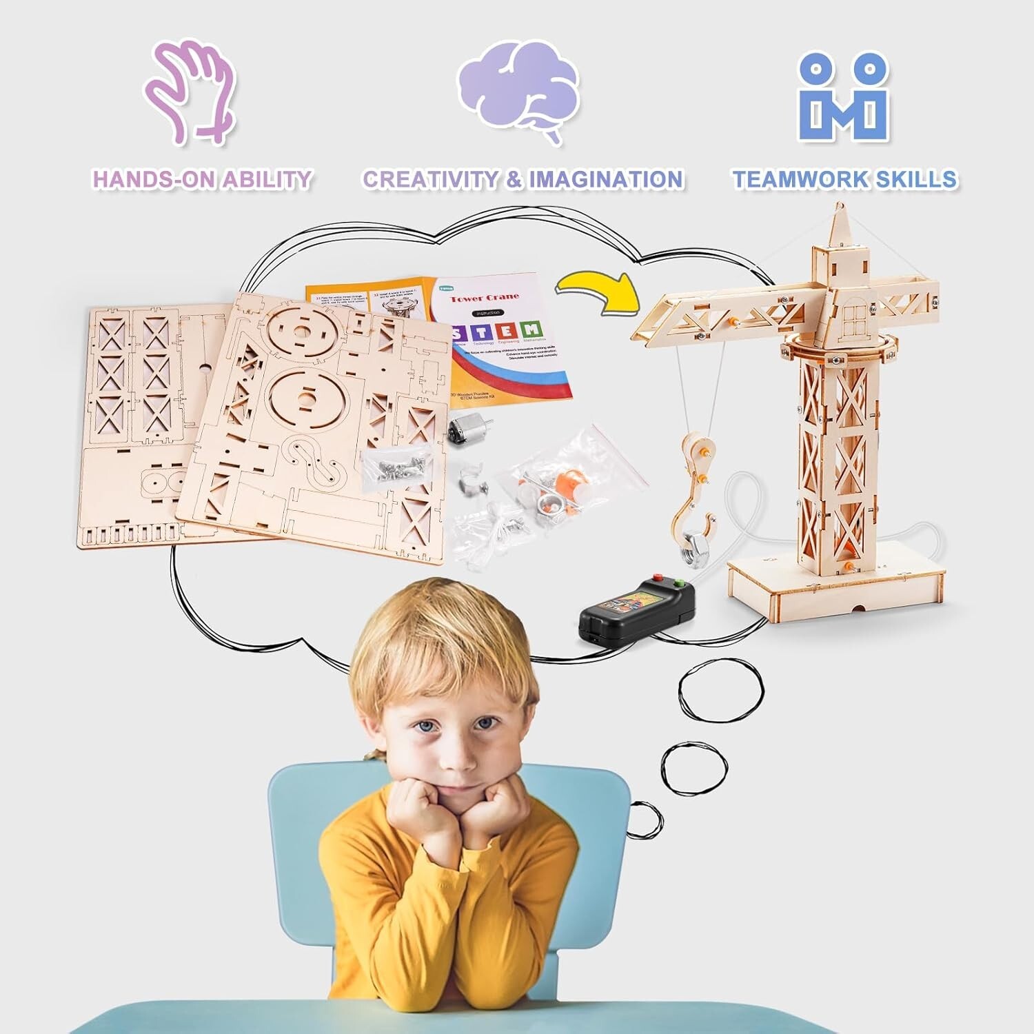 STEM Kits for Kids Age 8-10, Wood Craft Projects Kit for Kids 8-12 Model Science
