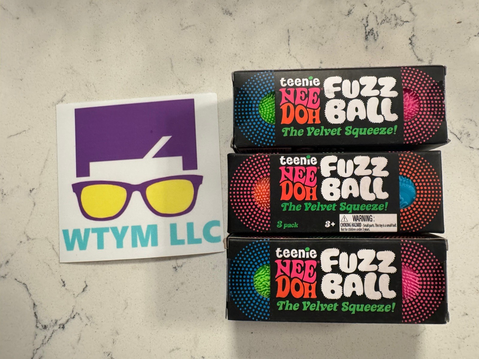 NeeDoh Teenie Fuzz Ball 3 Pack Mini Nee Doh Fuzzball Authentic – Random Colors
