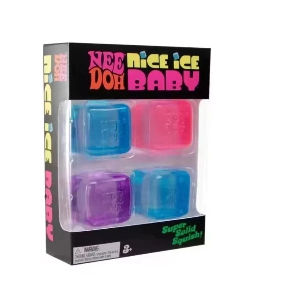 NeeDoh Nice Ice Baby 4 pack Set Four Nee Doh Mini Nice Cube Pink Blue Purple